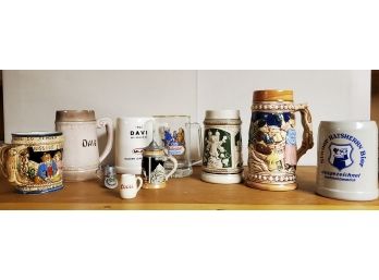 (9) Vintage Beer Mugs & Steins Including Germany And Advertising