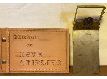 Dave Stirling Tooled Leather 50th Anniversary Guest Book And Rocky Mountain National Park Brass Receipt Holder