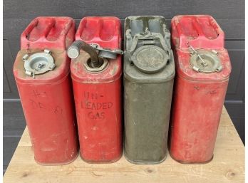 4 Vintage 5 Gallon Steel Tank Jerry Cans