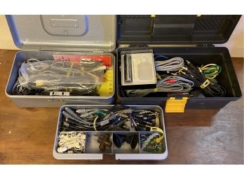 Assorted Collection Of Speaker Cables & Adapters (Containers Included)