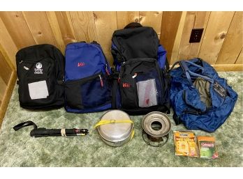 3 Backpacks Including REI And Sierra Club Includes Assorted Camping Gear