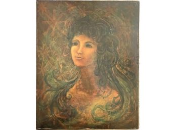 Greg Steiner Dark Tonal Painting On Board Of Woman Gazing Into The Distance