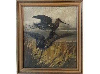 Oil On Canvas Ducks By E.L.C. Earle 75'