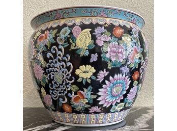 Large Floral Hand Painted N.E.P Jardiniere Made In China Filled With Potpourri