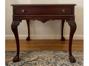 Gorgeous Mahogany Lion Foot Display Table With Glass Top And Velvet Lined Insert
