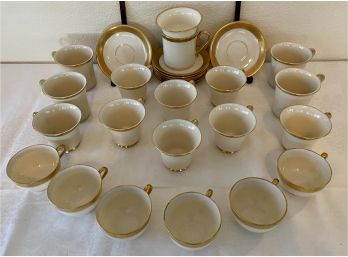 Lenox White And Gold Trim Coffee Cups, Tea Cups And Saucers