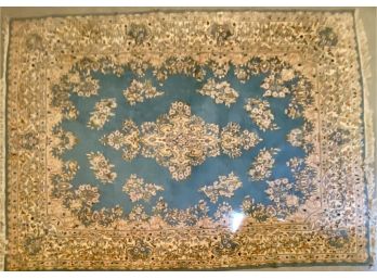 Large Blue, Pink And Cream Aubusson Style Rug With Fringe  9' X 12'