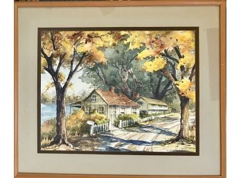 Pretty Watercolor By Winifred Brocher House And Trees