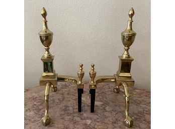 The Harvin Company Model #1-L Solid Brass Fireplace Andirons
