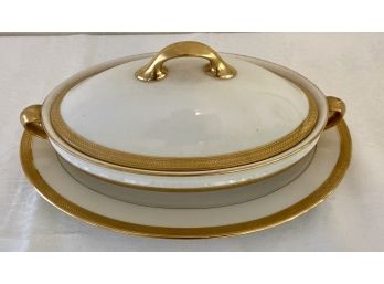 Lennox Tiffany & Company Covered Casserole Dish And Large Platter Ivory With Gold Trim