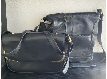 Pair Of Two Ladies Black Leather Handbags Including The Sak