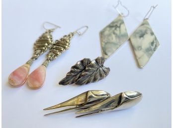 Beautiful Grouping Of Earrings Including Sterling And Fashion
