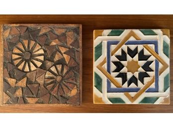 Pair Of Two Decorative Tile Trivets