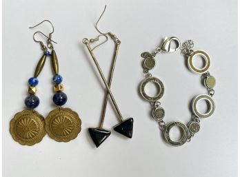 Statement Jewelry Collection Including Reversible Arrow Drop Earrings & Circular Bracelet