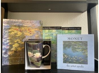 Group Of Claude Monet Art Books & Commemorative Water Lilies Mug