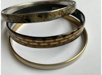 Collection Of Three Vintage Bangles Including Enamel And Studio Steinbock