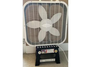 Handy Home Items Including Collapsible Step Stool And Box Fan