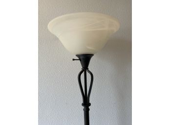 Torchiere Lamp With Iron Base And Opaque Glass Shade