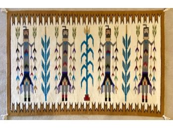 Large Vibrant Hand Woven Navajo Yei Rug