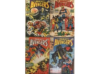 (4) 'the Mighty Avengers' Marvel Comic Books From The 1960/1970s Including Kang The Conqueror