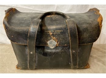 Antique Leather Bag From General Leather Industries Marked 'harry R. Ankeny'