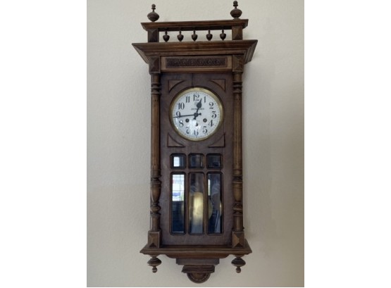Antique Besancon French Walnut Wall Clock