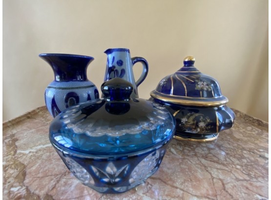 Collection Of 4 Blue Toned Home Decor Pieces
