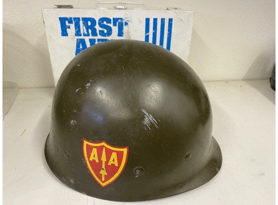 AA Steel Shield Vintage Tactical Helmet With First Aid Container