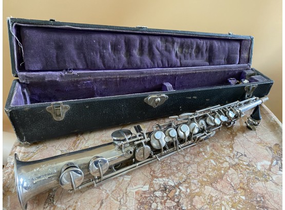 Circa 1920 Buescher Silver Clarinet Elkhart Indiana With Case!