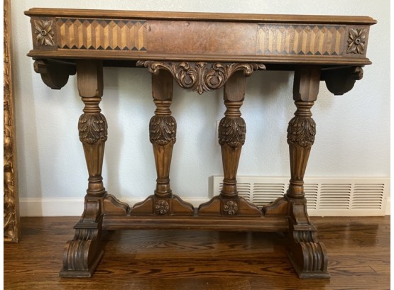 Gorgeous Early 19th Century Burled Walnut Carved Johnson Handley Johnson Library Table