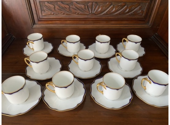 Collection Of Twelve Blue & White R.C. Madeline Bavaria Demitasse Cups And Saucers