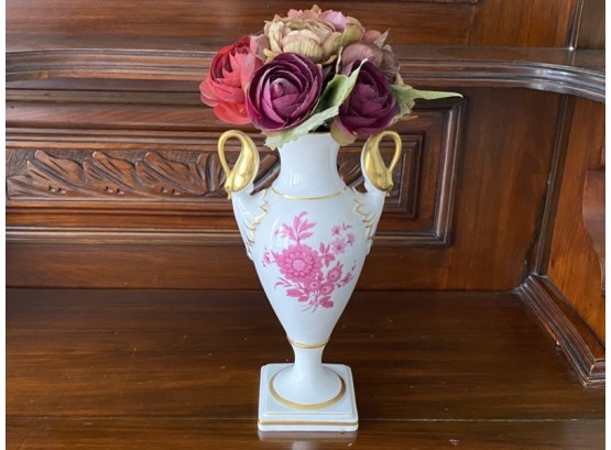 Vintage Kaiser German Porcelain Gilded Swan Handle Vase