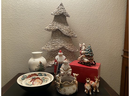 Beautiful Collection Of Folk Christmas Decor Including Fitz & Floyd, Spode, & More