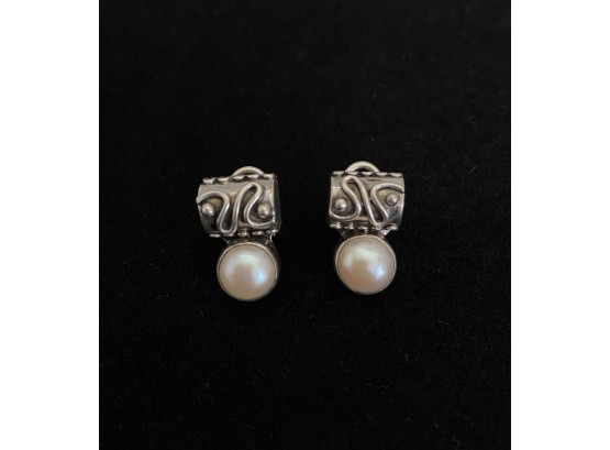 Vintage Sterling Silver Pearl Earrings
