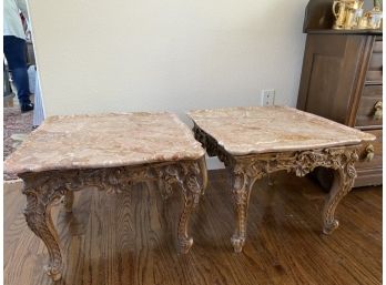 18th Century Heavily Carved Oak Regency Marble Topped Console Tables