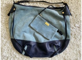 Escada Sky Blue Suede Handbag, Originally $899