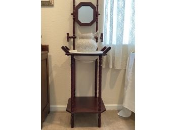 Wash Stand W/ Pitcher& Basin Weae To Gold / Gild Edges