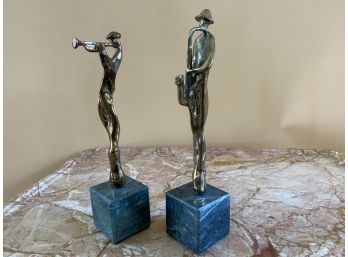 Exceptional Ed Dwight Brass Jazz Musicians With Marble Base Signed & Numbered
