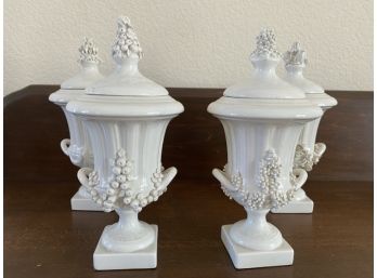 Four Italian Miniature Urns/Jardinieres With Floral Motif