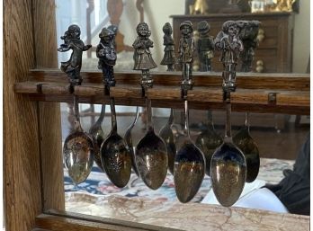 Reed & Barton Decorative Christmas Spoons With Cornwall Main Spoon Holder
