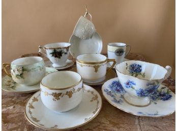 Lot Of 7 Sets Of China Cups & Saucers Antique