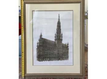 Antique Signed Large Cathedral Etching With Custom Framing-Read