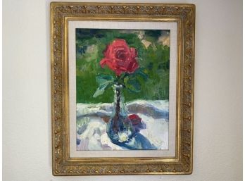 Scott Switzer Original Rose Oil Painting With Custom Frame