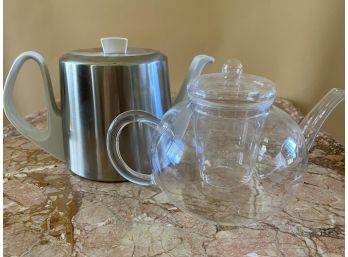 Collection Of Two Beautiful Teapots Including Metal Tea Warmer