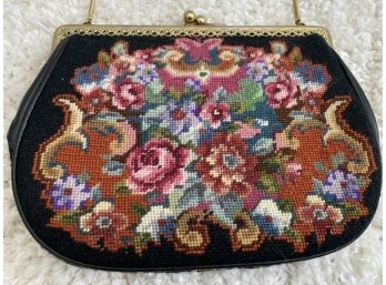 Floral Needlepoint Handbag Purse