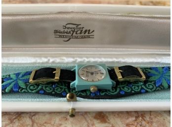 Dugena Germany Vintage Wristwatch With Embroidered Band