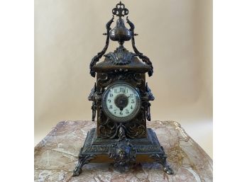 Exceptional Patinated Bronze French Empire Louis XVI 19th Century Mantle Clock