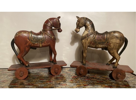 2 Wooden Horse Toys