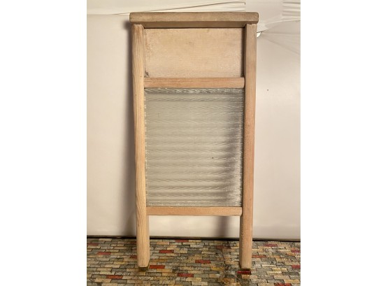 Vintage Wood And Glass Wash Board