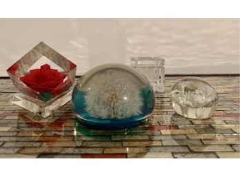 Lot Of 4 Small Paperweights
